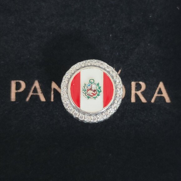 Pandora Peru Flag Charm Bead Exclusive Travel Pendant S925 Silver with box - Picture 1 of 5